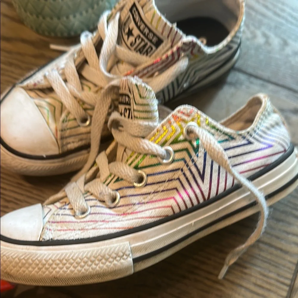 Converse Kids' White and Multicolor Stripe Sneakers